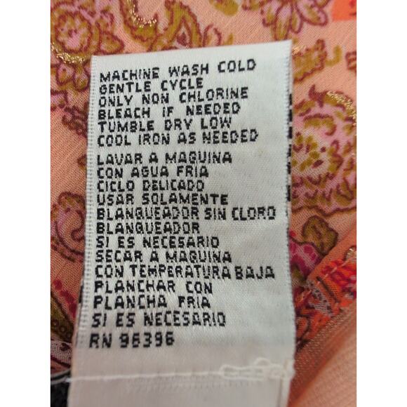 Y2K Floral Paisley Bow Front Chiffon Midi‎ Dress Flutter Sleeve 12 Fairy Grunge - Picture 7 of 7